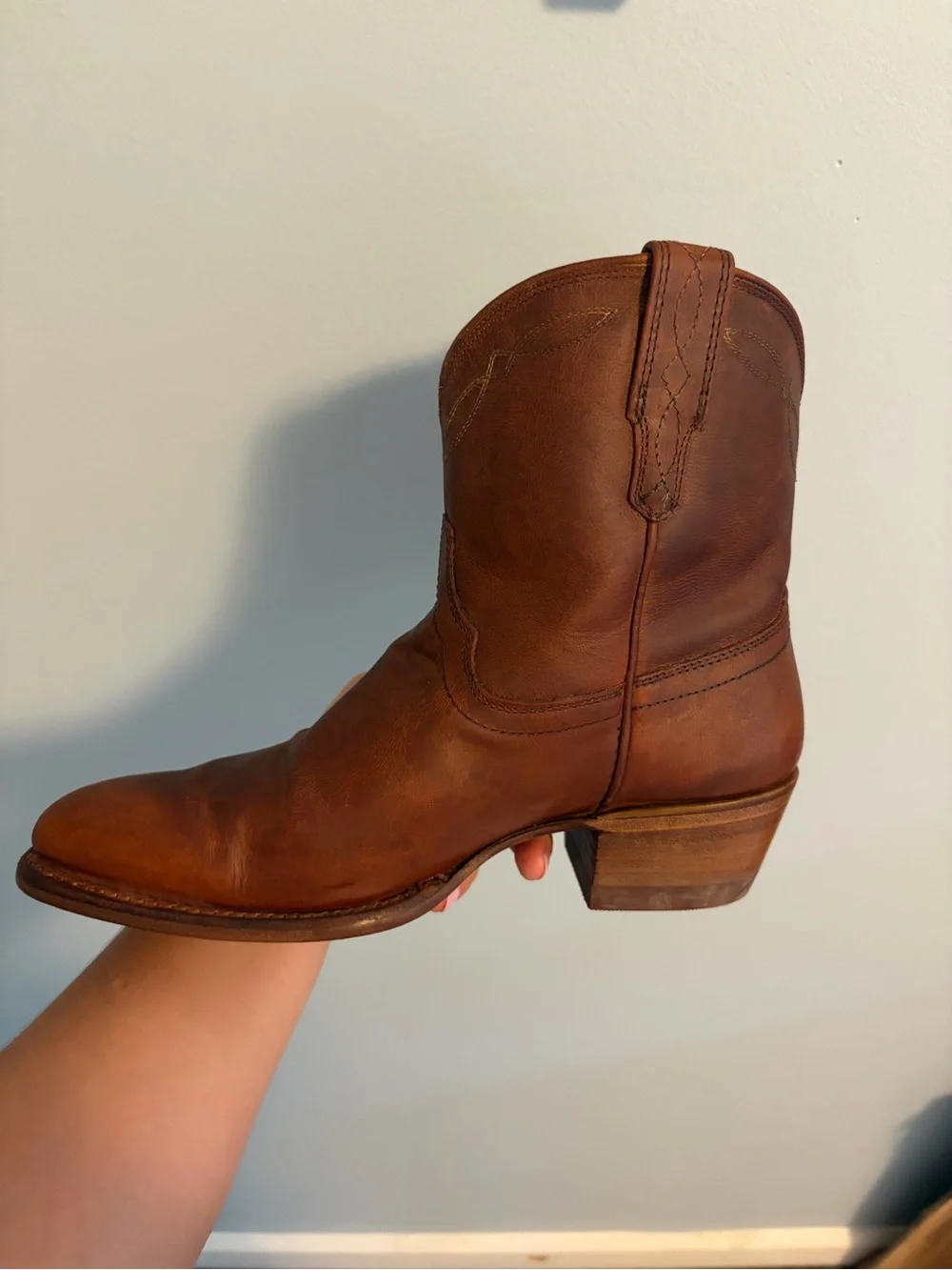 Tecovas Brown Leather Cowboy Ankle Boots